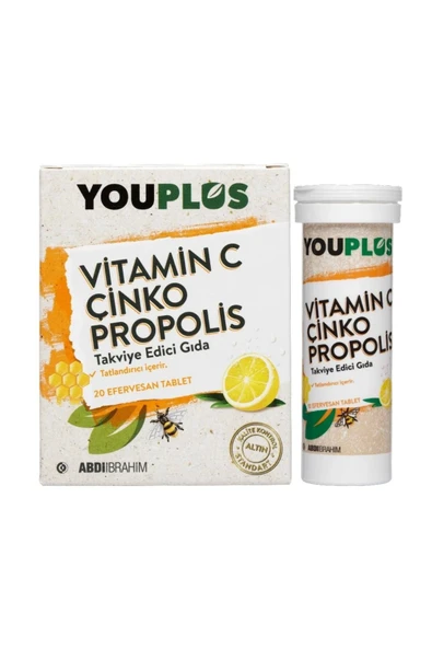 YOUPLUS Vitamin C  Çinko ve Propolis 20 Efervesan Tablet  8699514020158