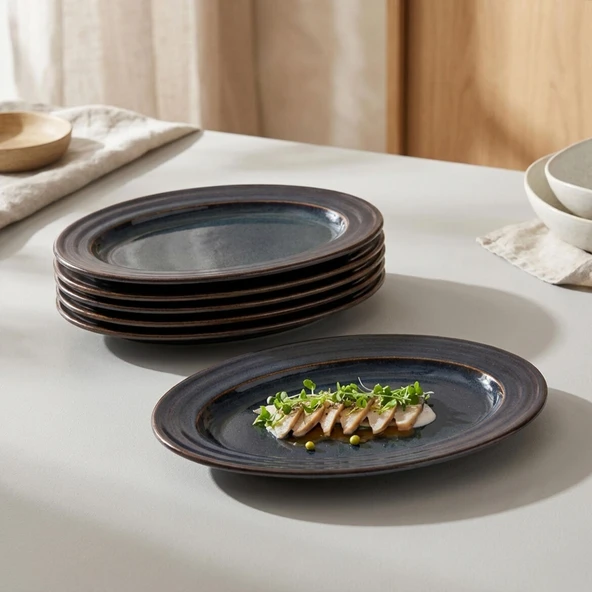 GÜRAL PORSELEN Valeron 2 Adet 24 Cm Kayık Tabak Reaktif  Oasis Vr 1131 - Resim 2