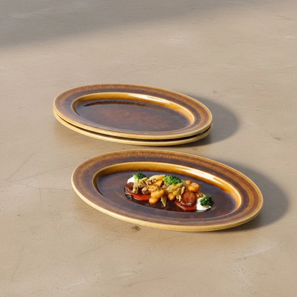 GÜRAL PORSELEN Valeron 2 Adet 29 Cm Kayık Tabak Reaktif Saura 137 - Resim 2