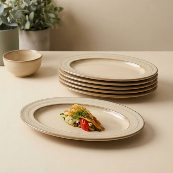 GÜRAL PORSELEN Valeron 2 Adet 21 Cm Kayık Tabak Reaktif Agate  Vr 969 - Resim 5