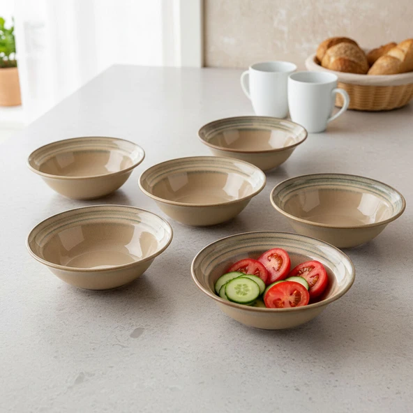 GÜRAL PORSELEN Valeron 6 Adet 15 Cm Çorba Kasesi Reaktif Agate   969 - Resim 5