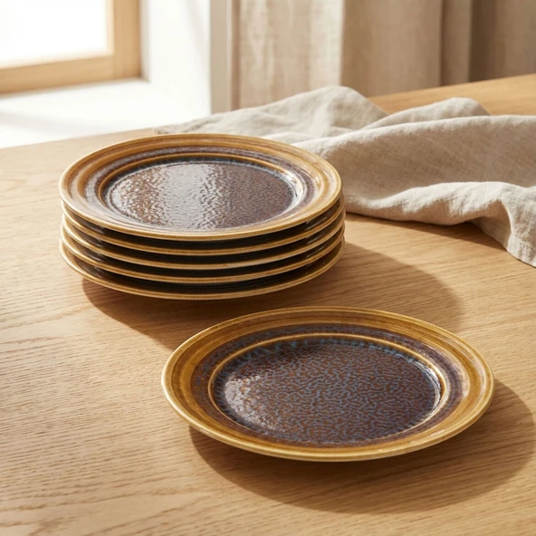 GÜRAL PORSELEN Valeron 6 Adet 27 Cm Servis Tabağı Reaktif Saura 137 - Resim 3