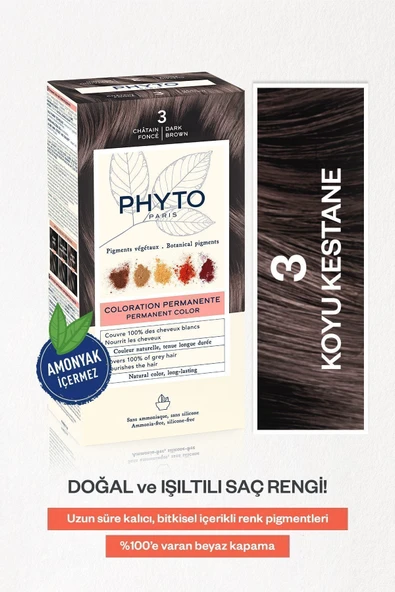 PHYTO Phytocolor 3 Koyu Kestane Amonyaksız Kalıcı Bitkisel Saç Boyası - 4