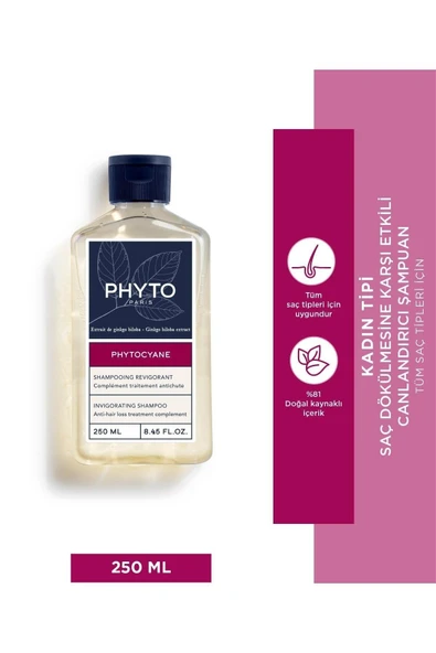 PHYTO Phytocyane Invigorating Shampoo Kadın Tipi Saç Dökülmesine Karşı Etkili Canlandırıcı Şampuan 250 ml