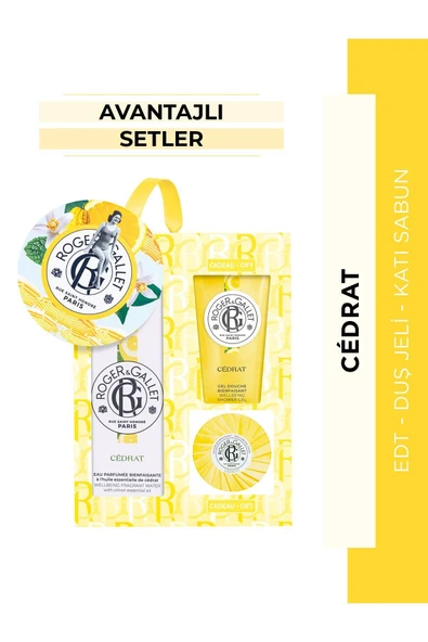 ROGER&GALLET Cétrat Edt Limonsu Odunsu Parfüm 100ml & Duş Jeli & Sabun 3lü Avantaj Seti