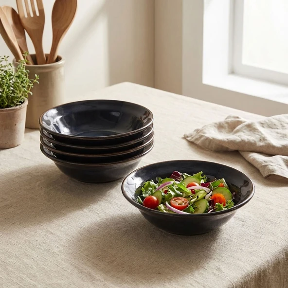 GÜRAL PORSELEN Valeron 6 Adet 15 Cm Çorba Kasesi Reaktif Oasis Vr 1131 - Resim 2