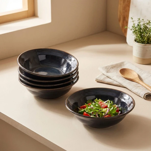 GÜRAL PORSELEN Valeron 6 Adet 15 Cm Çorba Kasesi Reaktif Oasis Vr 1131 - Resim 3