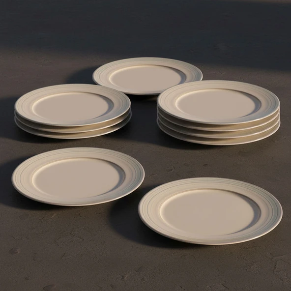 GÜRAL PORSELEN Valeron 6 Adet 27 Cm Servis Tabağı Reaktif Agate Vr 969 - Resim 6