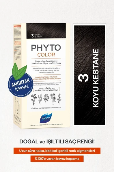 PHYTO Phytocolor 3 Koyu Kestane Amonyaksız Kalıcı Bitkisel Saç Boyası - 6