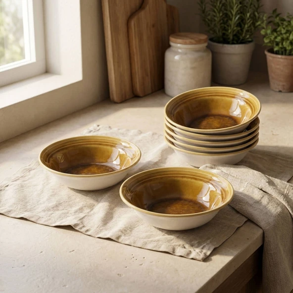 GÜRAL PORSELEN Valeron 6 Adet Çorba Kasesi Reaktif Saura Vr 137 - Resim 6