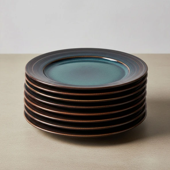 GÜRAL PORSELEN Valeron 6 Adet 27 Cm Servis Tabağı Reaktif Oasis  1131 - Resim 4