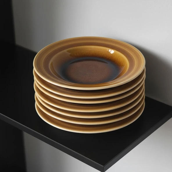 GÜRAL PORSELEN Valeron 6 Adet 22 Cm Çukur Yemek Tabağı  Reaktif Saura 137 - Resim 4