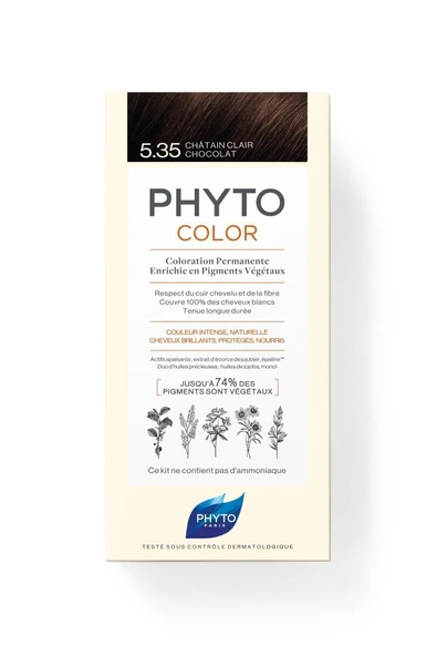 PHYTO Phytocolor 5.35 Açık Kestane Dore Akaju Amonyaksız Kalıcı Bitkisel Saç Boyası - 5