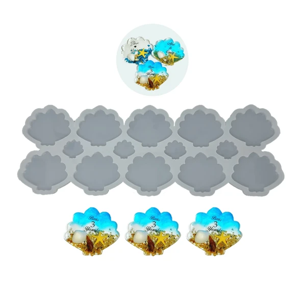 Epoksi Silikon Kalıp İstiridye Deniz Kabuğu Bardak Altı Ve Magnet Kalıbı 6.5 CM 10 Lu