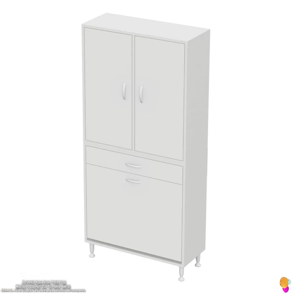 Modilayn YENİ AFRA 75x173x32,5 cm' lik 1 Çekmece, 2 Göz Sepet, 2 Kapak, 4 Raf Dar Alan Banyo Dolabı - Resim 6