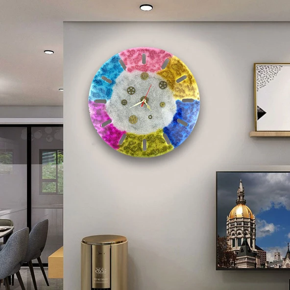 Epoksi Silikon Kalıp Delik Rakamlı Yuvarlak Saat Kalıbı 37 CM - Resim 2