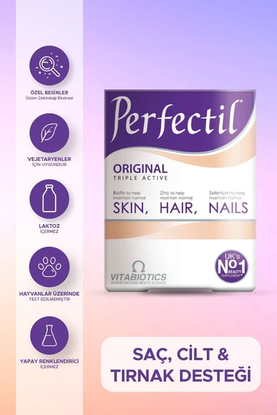 PERFECTİL Üzüm Çekirdeği Ekstresi,Biotin,Çinko,Selenyum İçeren Saç Cilt Tırnak Sağlığı Vitamini 30 Tablet