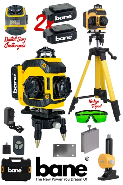 Tripod Hediyeli Dijital Göstergeli 16 Köşeli 360 Derece Kumandalı Çizgi Hizalama Lazer Seviye Cihazı