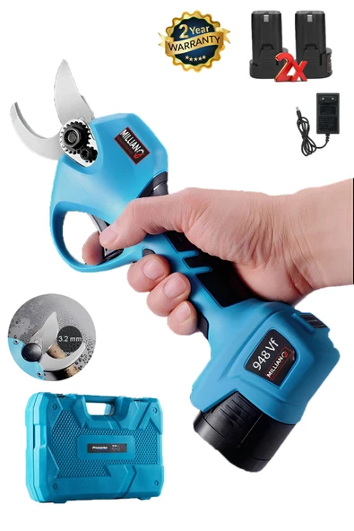 Profesyonel 4200 W Elektrikli Zincirli Testere + 948 Vf Şarjlı Çift Akü Ağaç Dal Budama Kesme Makası - 3