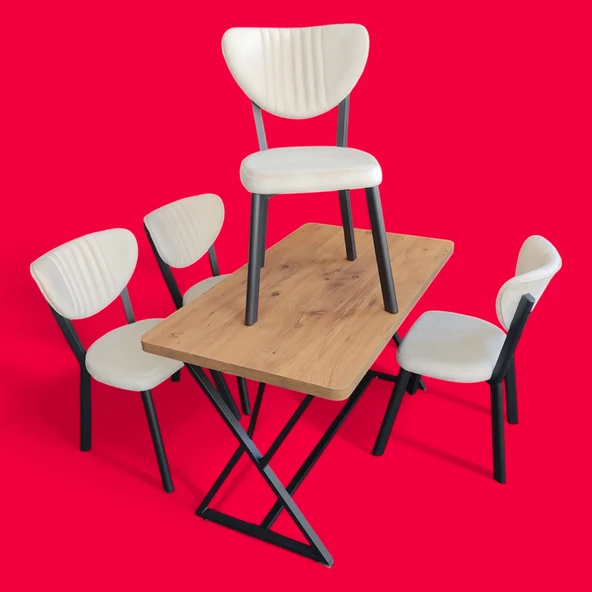 Z Modern Çam Masa Takımı(4 Sandalye 1 Masa) ürün görseli