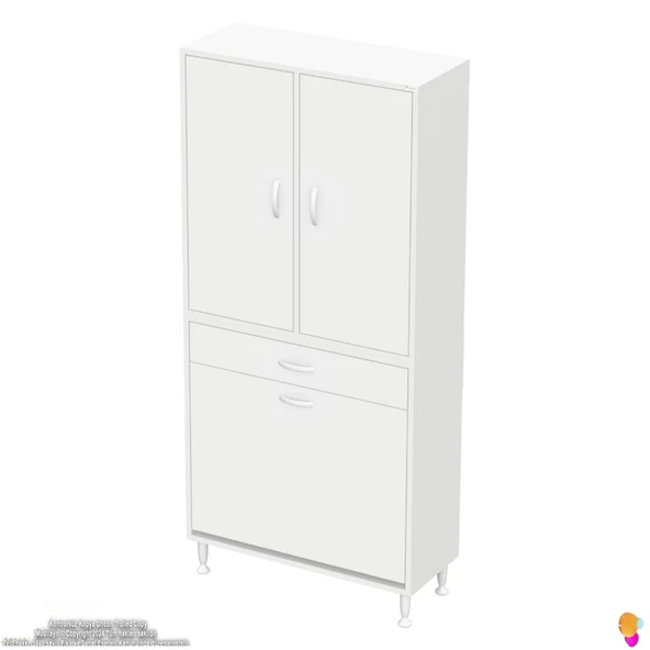 Modilayn YENİ AFRA 70x173x32,5 cm' lik 1 Çekmece, 2 Göz Sepet, 2 Kapak, 8 Raf Dar Alan Banyo Dolabı - 6