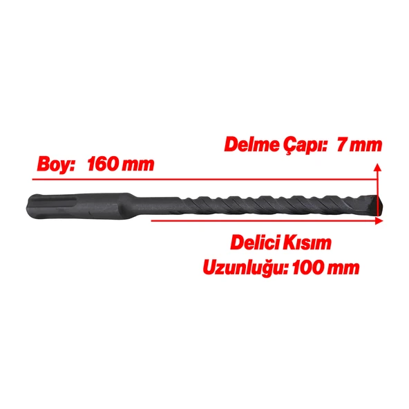 7x160 SDS Plus 2 Kanallı Beton Delme Matkap Ucu - Resim 2