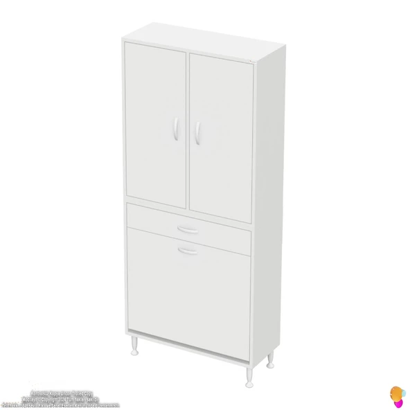 Modilayn YENİ AFRA 75x173x32,5 cm' lik 1 Çekmece, 2 Göz Sepet, 2 Kapak, 6 Raf Dar Alan Banyo Dolabı - Resim 6