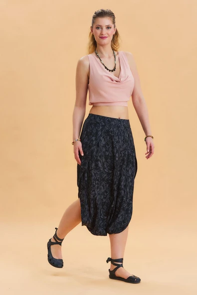 Düşük Lastikli Bel Etek Pantolon - 2