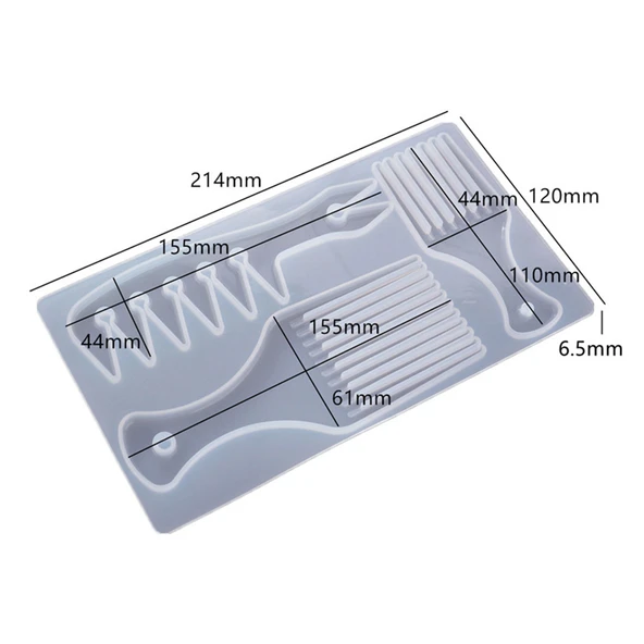Epoksi Reçine Silikon Kalıp 3 Lü Tarak Kalıbı - Resim 6