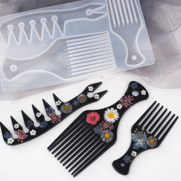 Epoksi Reçine Silikon Kalıp 3 Lü Tarak Kalıbı - Resim 4