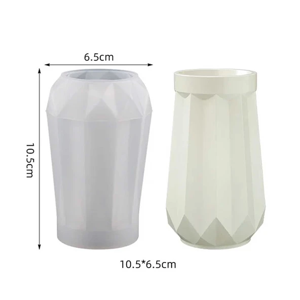 Epoksi Reçine Silikon Kalıp Vazo Kalıbı Beton Taş Tozu Vazo Mumluk Kalıbı 10.5X6.5 CM - Resim 2