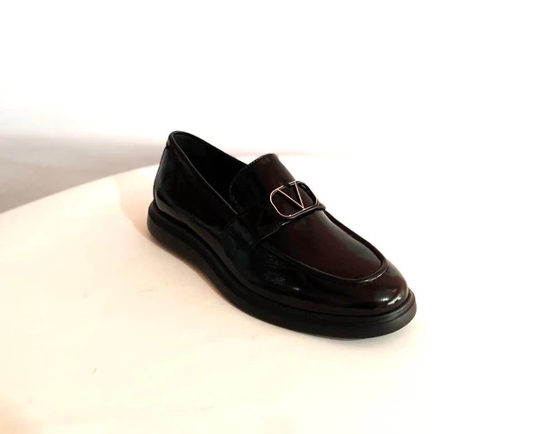 Erkek  Loafer Ayakkabı Deri Kum Süet Ve Rugan Siyah Loafer Ayakkabı