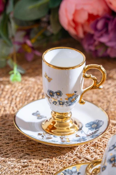 Acar KAI-07518 Parlin Siyah 6lı Kahve Fincan Takımı