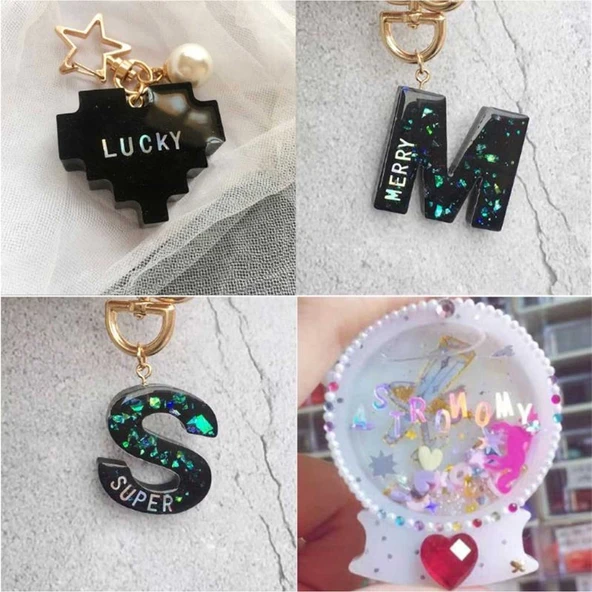 Karışık Glitter Harf Epoksi Reçine Harfleri 5 GRAM  Metalik Gold - 2