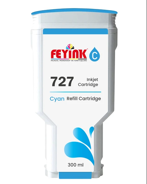 Feyink  HP 727 Cyan (C) Orijinal Mürekkep Dolumlu Feyink Kartuş 300 ml Mavi ürün görseli
