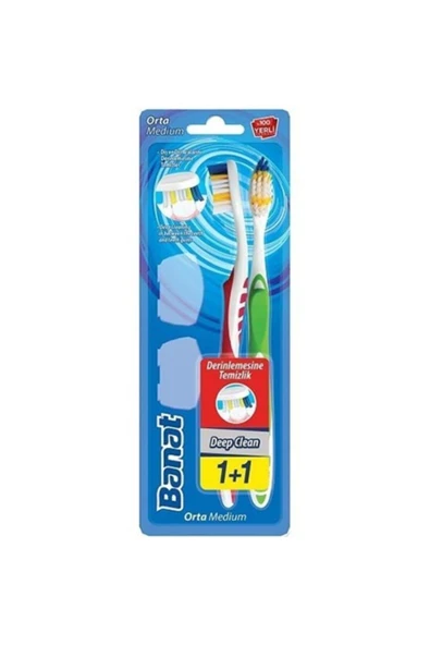 Banat Deep Clean Derinlemesine Temizlik Diş Fırçası 1+1 Orta