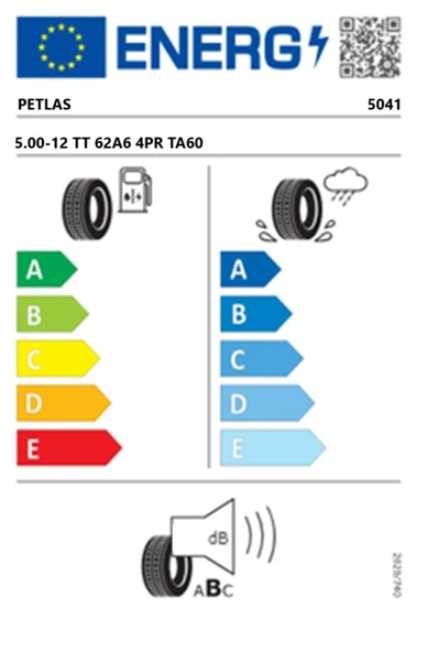 Petlas 5.00-12 TT 62A6 4PR TA60 Çapa Makinesi Lastiği (Üretim Tarihi:2025) - 2
