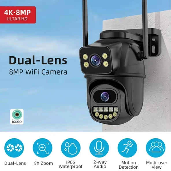 CMR64 Kablosuz güvenlik IP kamera 4K 8MP HD çift Lens Hareket Algılayıcı Akıllı Sensörlü Güvenlik Kamerası - 2