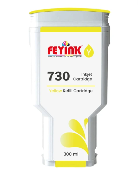 Feyink HP 730 Yellow (Y) Orijinal Mürekkep Dolumlu Feyink Kartuş 300 ml Sarı