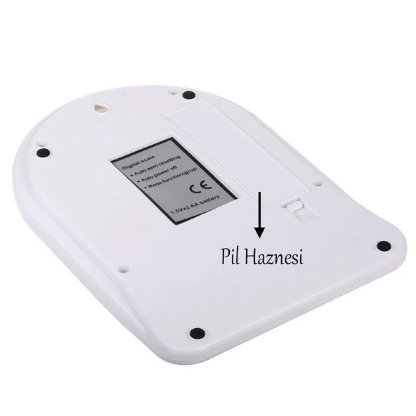 Plastik Dijital Hassas Terazi LCD Ekran Pilli Maksimum 10 kg Tartım Mutfak Tartısı Ölçüm Pil Dahil - 6