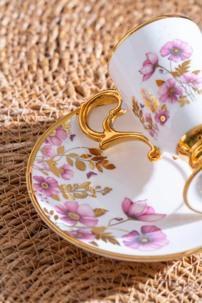 Acar KAI-07518 Parlin Pembe 6lı Kahve Fincan Takımı - 3