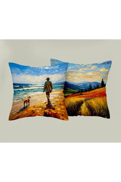9Renk Rengarenk Dekoratif 3 Boyutlu 40 Cm*40 Cm 2' li Kırlent Kılıfı