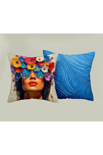 9Renk Rengarenk Dekoratif 3 Boyutlu 40 Cm*40 Cm 2' li Kırlent Kılıfı