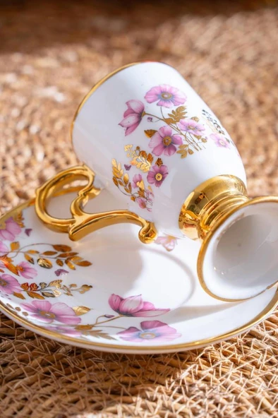 Acar KAI-07518 Parlin Pembe 6lı Kahve Fincan Takımı - 4