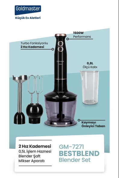 Bestblend 1500 Watt 4 Bıçaklı Paslanmaz 3 In 1 Blender Seti Gm7271 - 5