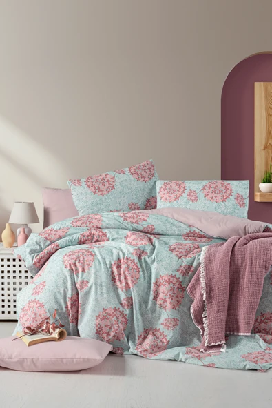 Lastikli Çarşaflı Çift Kişilik Nevresim Takımı Elegant Mint - 2