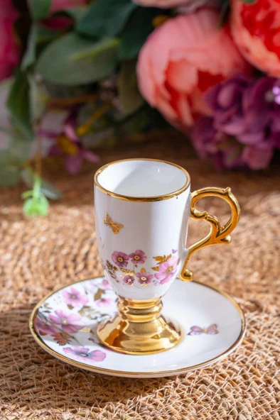 Acar KAI-07518 Parlin Pembe 6lı Kahve Fincan Takımı