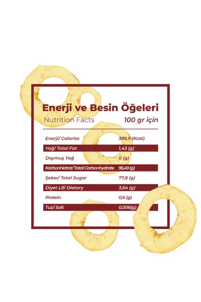 Anamour Natural Elma Kurusu - Cips Elma (ŞEKER ILAVESİZ) - 3'lü Paket Kuru Meyve 75g - 3