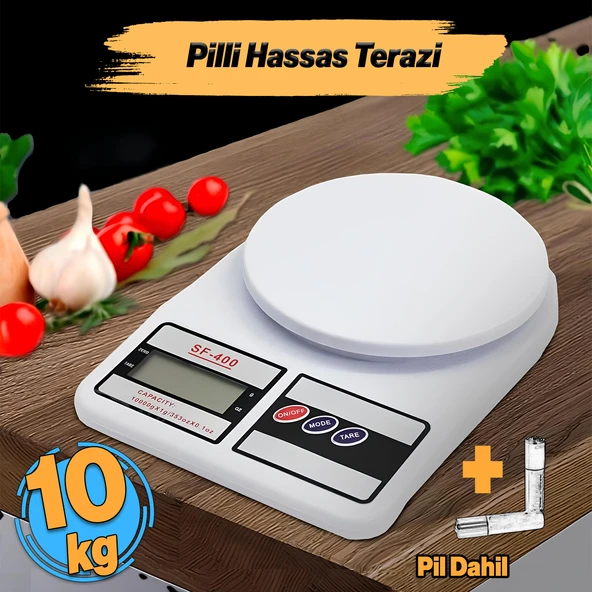 Plastik Dijital Hassas Terazi LCD Ekran Pilli Maksimum 10 kg Tartım Mutfak Tartısı Ölçüm Pil Dahil