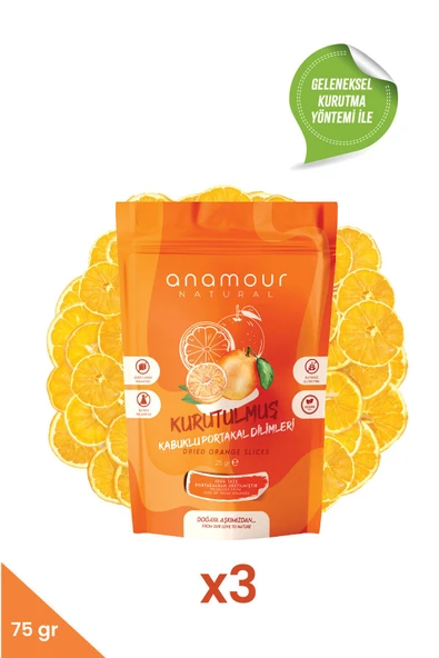 Anamour Natural 3'lü Portakal Kurusu - Cips Portakal (ŞEKERSİZ) - Kuru Meyve Kıtırı 75 gram - - 5